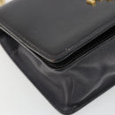PRADA Chain Shoulder Bag Saffiano Leather Black Gold Auth 189622A-15