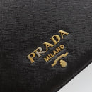 PRADA Chain Shoulder Bag Saffiano Leather Black Gold Auth 189622A-18