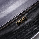 PRADA Chain Shoulder Bag Saffiano Leather Black Gold Auth 189622A-20