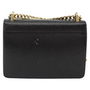 PRADA Chain Shoulder Bag Saffiano Leather Black Gold Auth 189622A-2