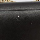 PRADA Chain Shoulder Bag Saffiano Leather Black Gold Auth 189622A-3