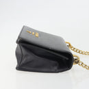 PRADA Chain Shoulder Bag Saffiano Leather Black Gold Auth 189622A-4