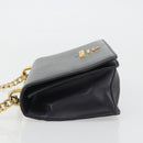 PRADA Chain Shoulder Bag Saffiano Leather Black Gold Auth 189622A-5