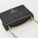 PRADA Chain Shoulder Bag Saffiano Leather Black Gold Auth 189622A-7