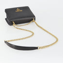 PRADA Chain Shoulder Bag Saffiano Leather Black Gold Auth 189622A-8