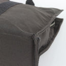 HERMES Her Line MM Hand Bag Canvas Gray Silver Auth 189625-14