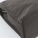 HERMES Her Line MM Hand Bag Canvas Gray Silver Auth 189625-9