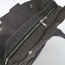 HERMES Her Line MM Hand Bag Canvas Gray Silver Auth 189625-6