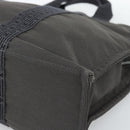 HERMES Her Line MM Hand Bag Canvas Gray Silver Auth 189626-9