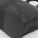 HERMES Her Line MM Hand Bag Canvas Gray Silver Auth 189626-15