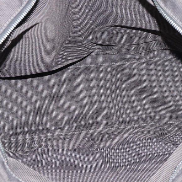 HERMES Her Line MM Hand Bag Canvas Gray Silver Auth 189626