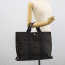 HERMES Her Line MM Hand Bag Canvas Gray Silver Auth 189626-20