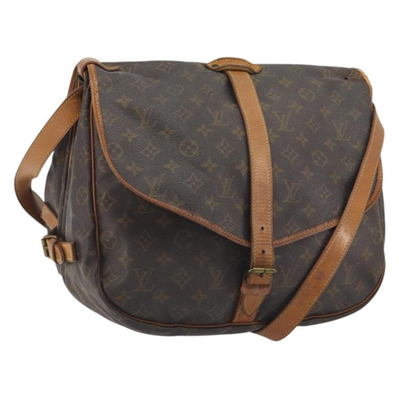 LOUIS VUITTON Monogram Saumur 35 Shoulder Bag M42254 LV Auth 189628