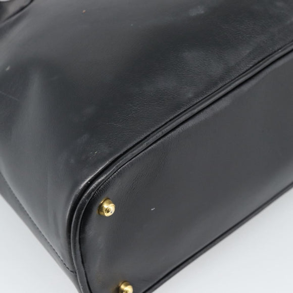 GUCCI Bamboo Hand Bag Leather 2way Black Gold 000 3780 0289 Auth 189634
