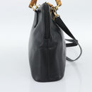 GUCCI Bamboo Hand Bag Leather 2way Black Gold 000 3780 0289 Auth 189634-4