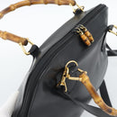 GUCCI Bamboo Hand Bag Leather 2way Black Gold 000 3780 0289 Auth 189634-6