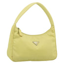 PRADA Hand Pouch Nylon Yellow Silver Auth 189641-1