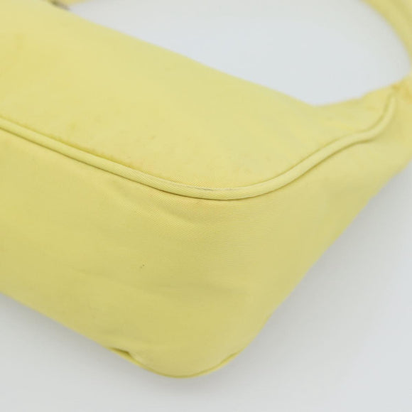 PRADA Hand Pouch Nylon Yellow Silver Auth 189641