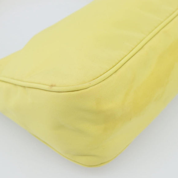 PRADA Hand Pouch Nylon Yellow Silver Auth 189641
