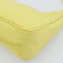 PRADA Hand Pouch Nylon Yellow Silver Auth 189641-15