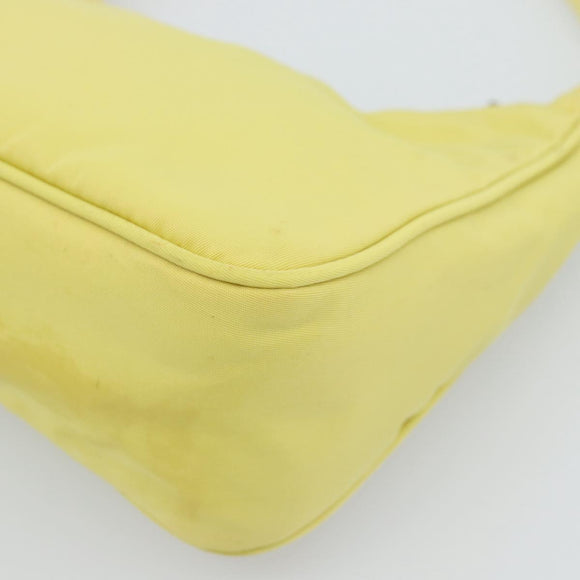 PRADA Hand Pouch Nylon Yellow Silver Auth 189641