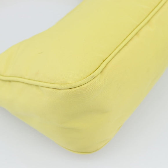 PRADA Hand Pouch Nylon Yellow Silver Auth 189641