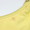 PRADA Hand Pouch Nylon Yellow Silver Auth 189641-10