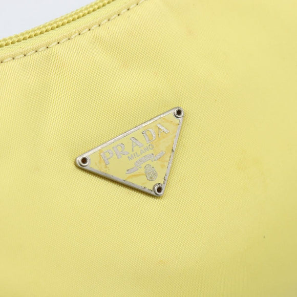PRADA Hand Pouch Nylon Yellow Silver Auth 189641