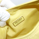 PRADA Hand Pouch Nylon Yellow Silver Auth 189641-19