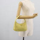 PRADA Hand Pouch Nylon Yellow Silver Auth 189641-22