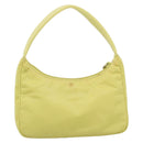 PRADA Hand Pouch Nylon Yellow Silver Auth 189641-2
