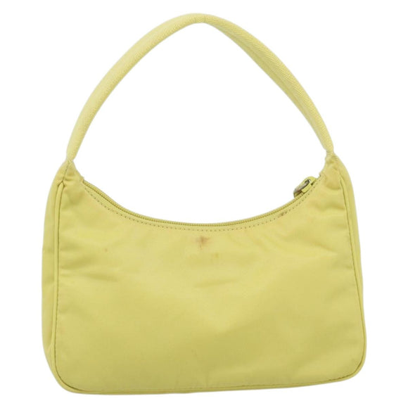 PRADA Hand Pouch Nylon Yellow Silver Auth 189641