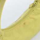 PRADA Hand Pouch Nylon Yellow Silver Auth 189641-6