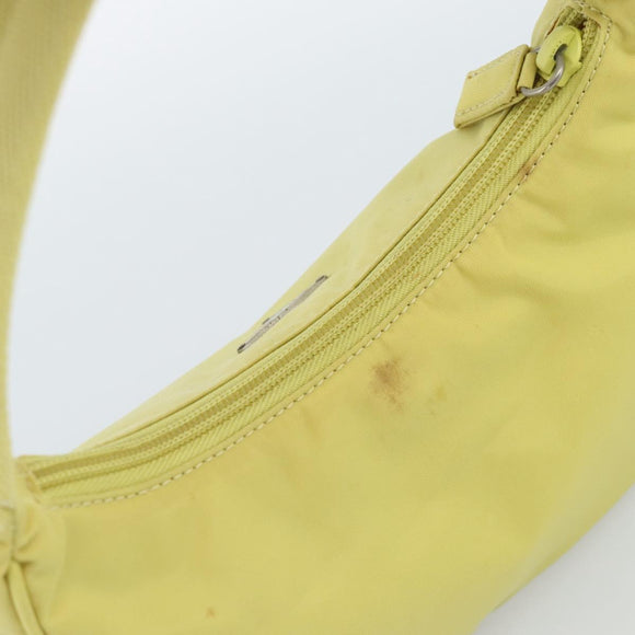 PRADA Hand Pouch Nylon Yellow Silver Auth 189641