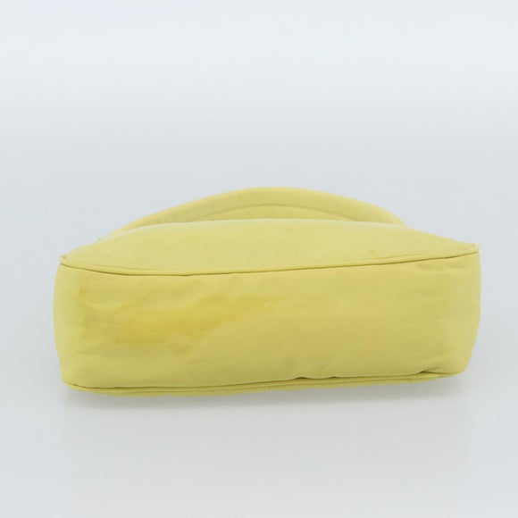 PRADA Hand Pouch Nylon Yellow Silver Auth 189641