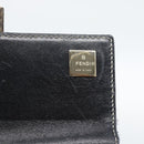 FENDI Zucchino Canvas Mamma Baguette Long Wallet Navy Silver Auth 189643-9