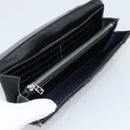 FENDI Zucchino Canvas Mamma Baguette Long Wallet Navy Silver Auth 189643-10