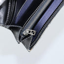 FENDI Zucchino Canvas Mamma Baguette Long Wallet Navy Silver Auth 189643-20