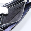 FENDI Zucchino Canvas Mamma Baguette Long Wallet Navy Silver Auth 189643-11