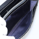 FENDI Zucchino Canvas Mamma Baguette Long Wallet Navy Silver Auth 189643-21