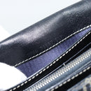 FENDI Zucchino Canvas Mamma Baguette Long Wallet Navy Silver Auth 189643-12