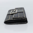 FENDI Zucchino Canvas Mamma Baguette Long Wallet Navy Silver Auth 189643-4