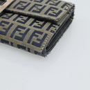 FENDI Zucchino Canvas Mamma Baguette Long Wallet Navy Silver Auth 189643-7