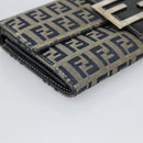 FENDI Zucchino Canvas Mamma Baguette Long Wallet Navy Silver Auth 189643-14