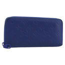 LOUIS VUITTON Taurillon Clemence Monogram Zippy Wallet Blue M80791 Auth 189644-1