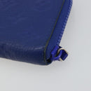 LOUIS VUITTON Taurillon Clemence Monogram Zippy Wallet Blue M80791 Auth 189644-15