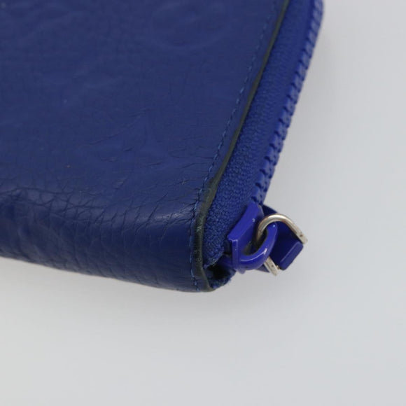 LOUIS VUITTON Taurillon Clemence Monogram Zippy Wallet Blue M80791 Auth 189644