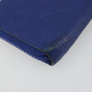 LOUIS VUITTON Taurillon Clemence Monogram Zippy Wallet Blue M80791 Auth 189644-16
