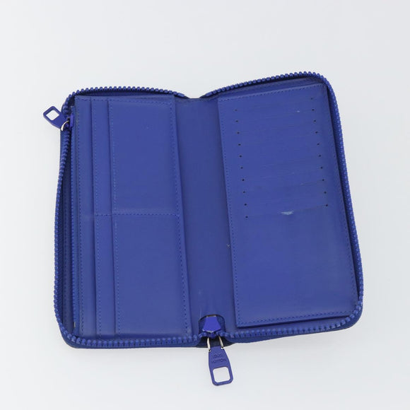 LOUIS VUITTON Taurillon Clemence Monogram Zippy Wallet Blue M80791 Auth 189644