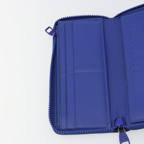 LOUIS VUITTON Taurillon Clemence Monogram Zippy Wallet Blue M80791 Auth 189644